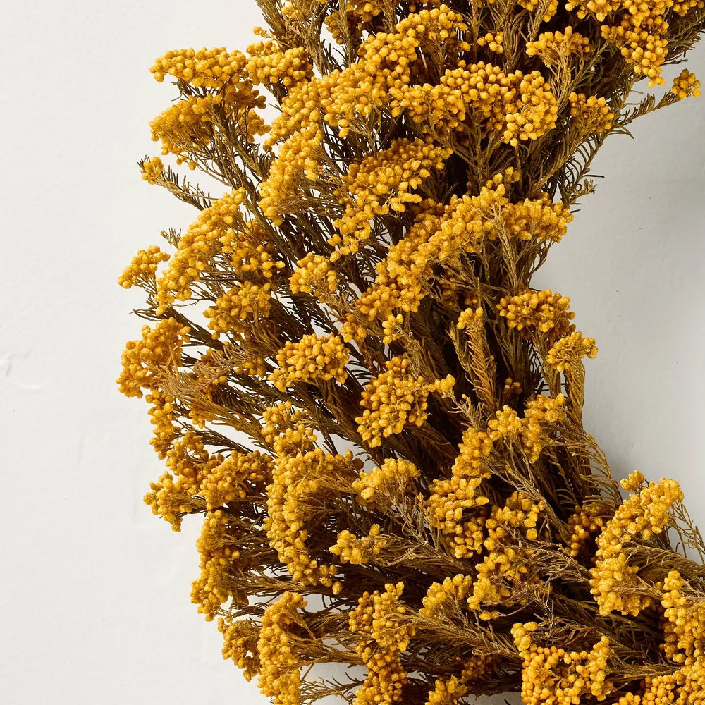 Preserved Golden Yarrow Fall Wreath, final cut