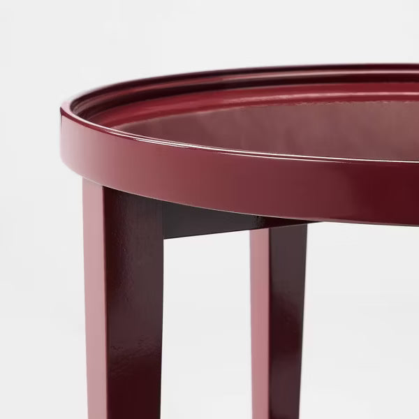 Accent Table Wood Round Lacquer Finish