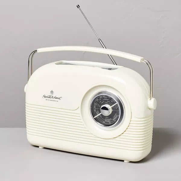 Portable AM/FM Bluetooth Radio Cream