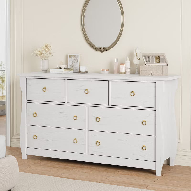 7 Dresser for Bedroom, Drawer with Storage Freestanding, Wooden, Natural Oak