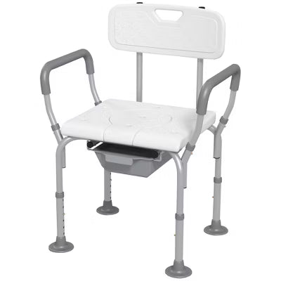 3-in-1 Shower Chair with Back and Arms, Raised Toilet Seat
