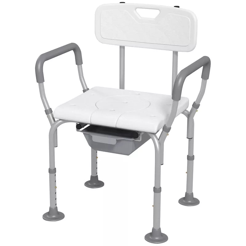 3-in-1 Shower Chair with Back and Arms, Raised Toilet Seat