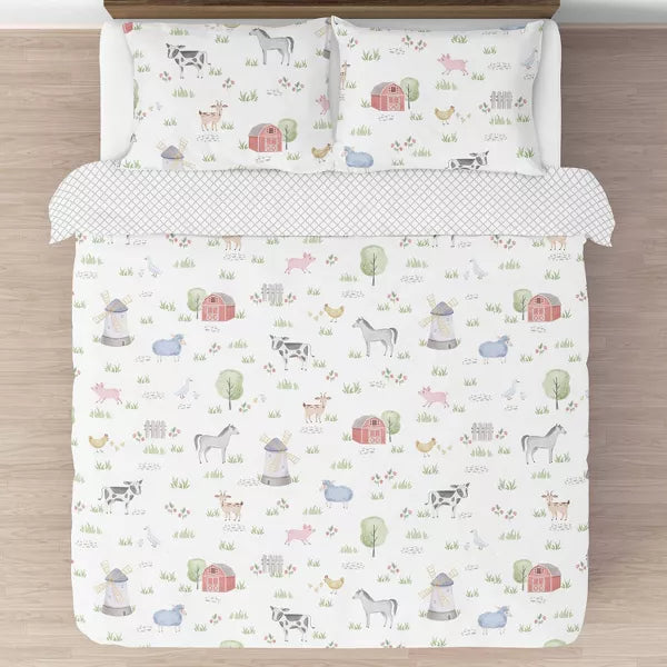 3pc On the Farm Animals Full/Queen Kids' Comforter Bedding Set