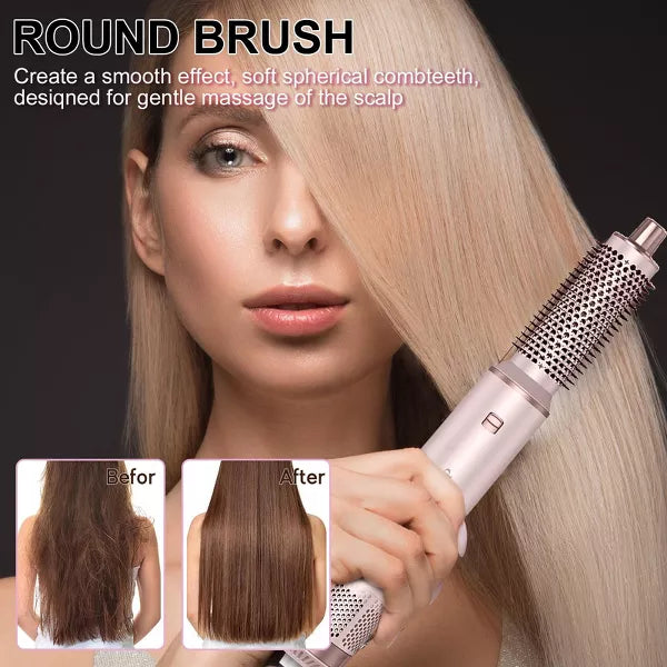 5 in 1 Air Styler, Multi Ionic Hair Dryer Brush Set, Auto Air Wrap Hair Styler Without Heat Damage, Curl, Volumize and Straighten,Pink