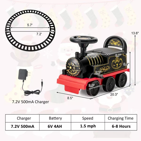 6V Electric Kids Ride On Train Motorized Train Toy w/ Track & 6 Wheels