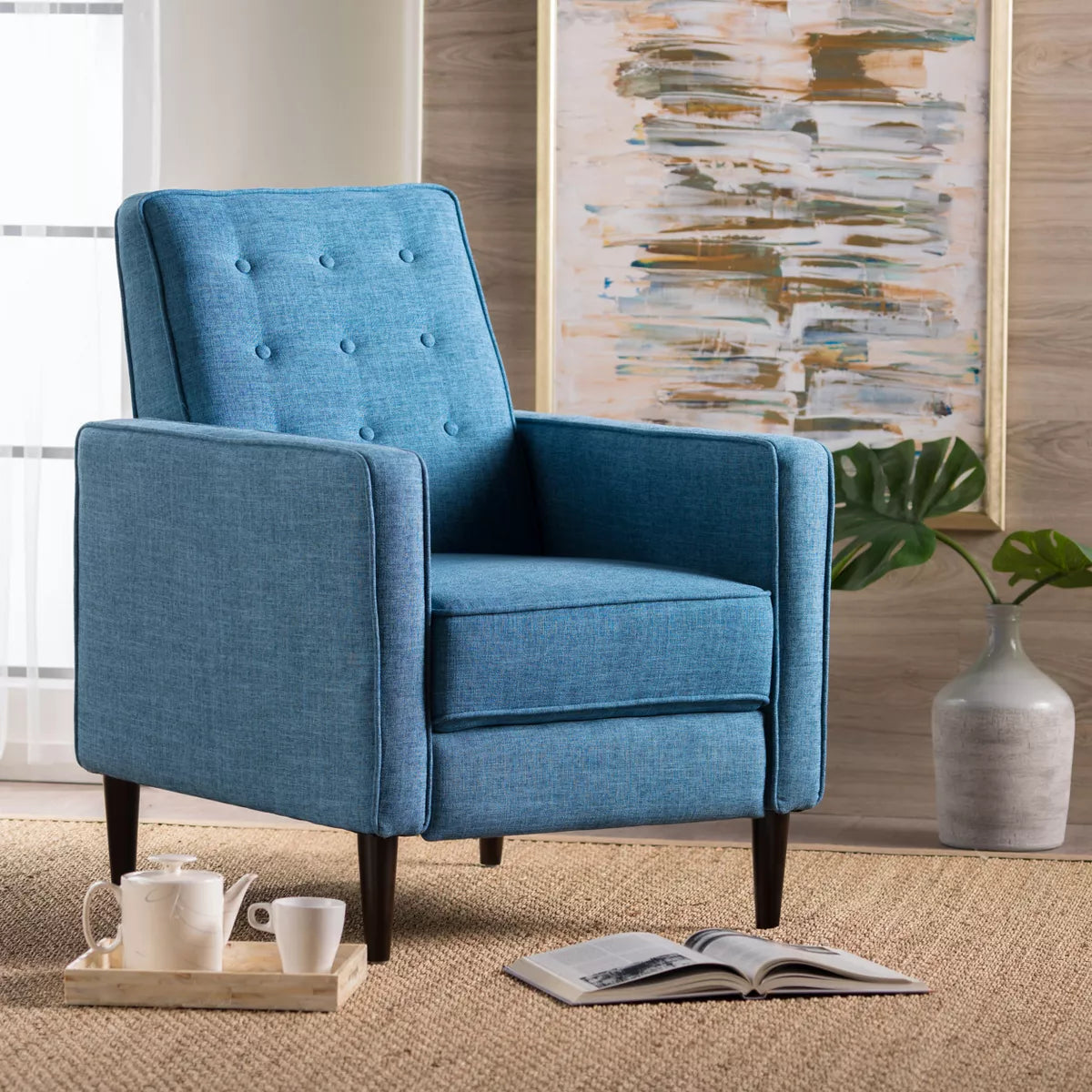Mervynn Mid-Century Recliner - Muted Blue SHOWROOM ITEM