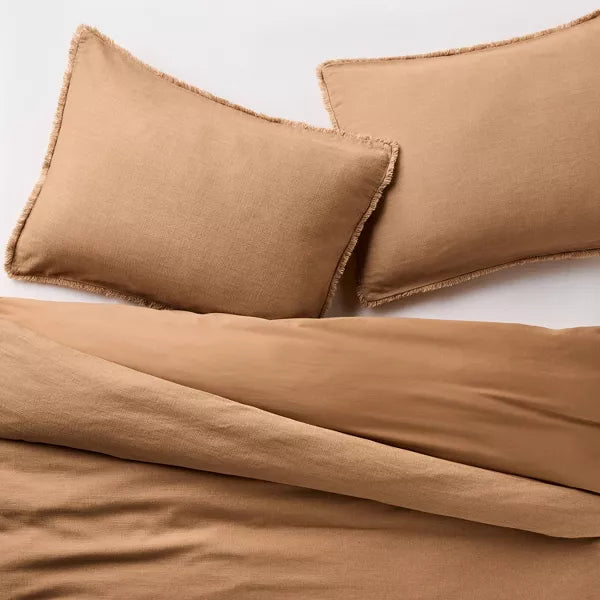 Heavyweight Linen Blend Duvet Cover & Pillow Sham Set Full/Queen