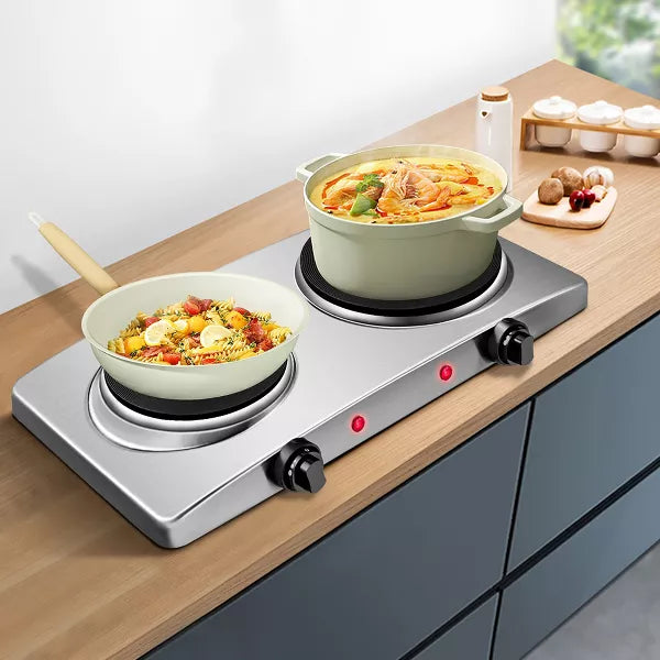 1800W Double Hot Plate Electric Countertop Burner Stainless