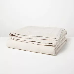 Grid Stitched Quilt Taupe/Green/Cream - King