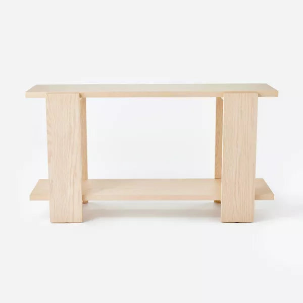 Bleached Oak Console Table Natural Wood Veneer & MDF, Rectangular Shape, Spot Clean