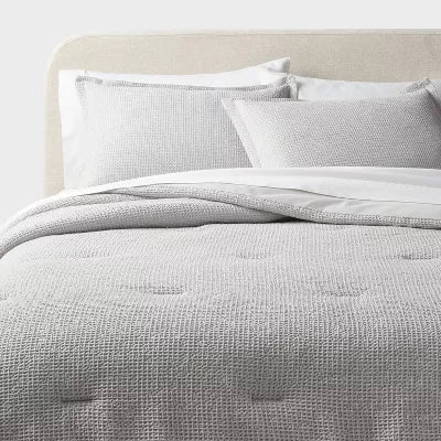 Washed Waffle Weave Comforter and Sham Set - Full/Queen