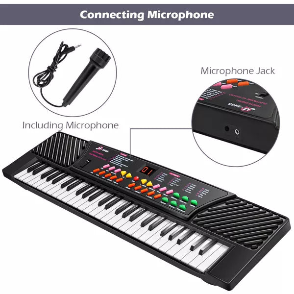 54 Keys Electronic Music Keyboard Kid Piano Organ W/Mic & Adapter
