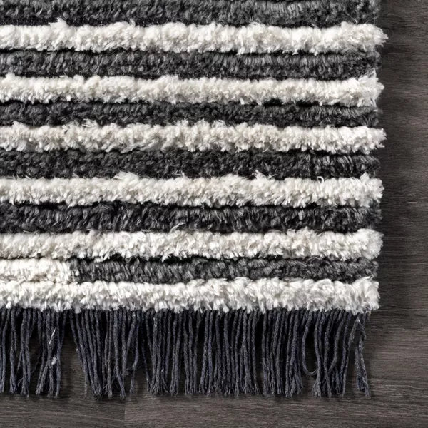 Morgan Contemporary Diamond Soft Shag Fringe Indoor Area Rug