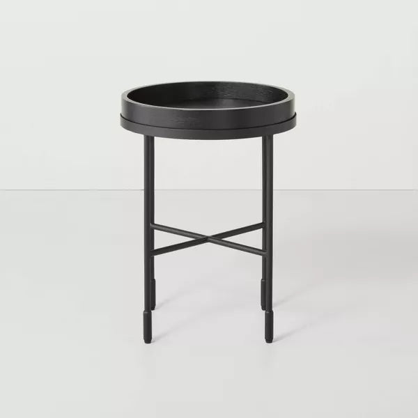 Wood & Metal Accent Side Table - Black