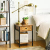 1-Piece Industrial End Side Table Nightstand with Drawer Shelf Rustic Brown
