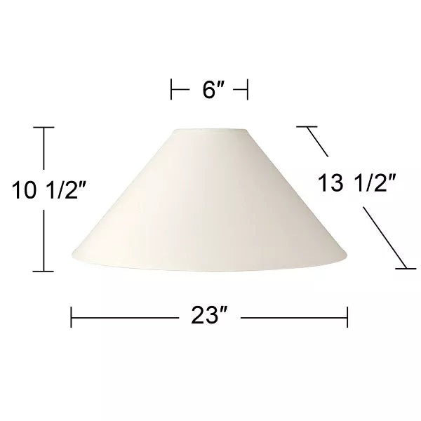Large Bottom Empire Lamp Shade Linen Chimney Top x High Spider Replacement Harp and Finial Fitting