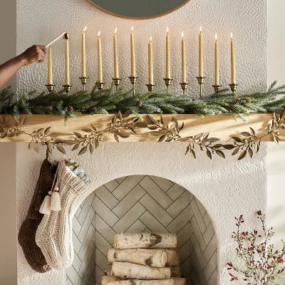 12ct Oversized Metal Taper Candelabra Antique Brass:  Aluminum & Iron, Farmhouse Style, Indented Base