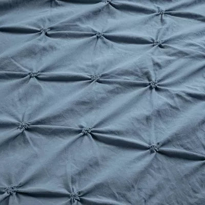 3pc King Ravello Pintuck Soft Oversized Duvet Cover Set Stormy Blue : Microfiber, OEKO-TEX Certified