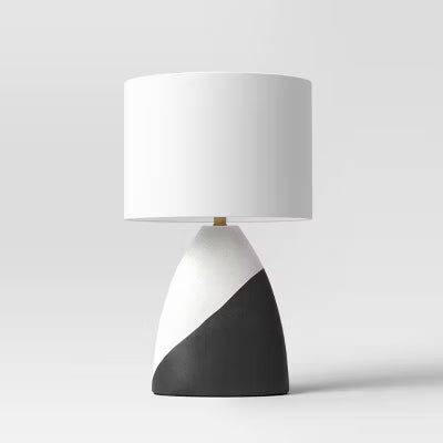 Modern Table Lamp Black/White - Ceramic Base, Linen Shade