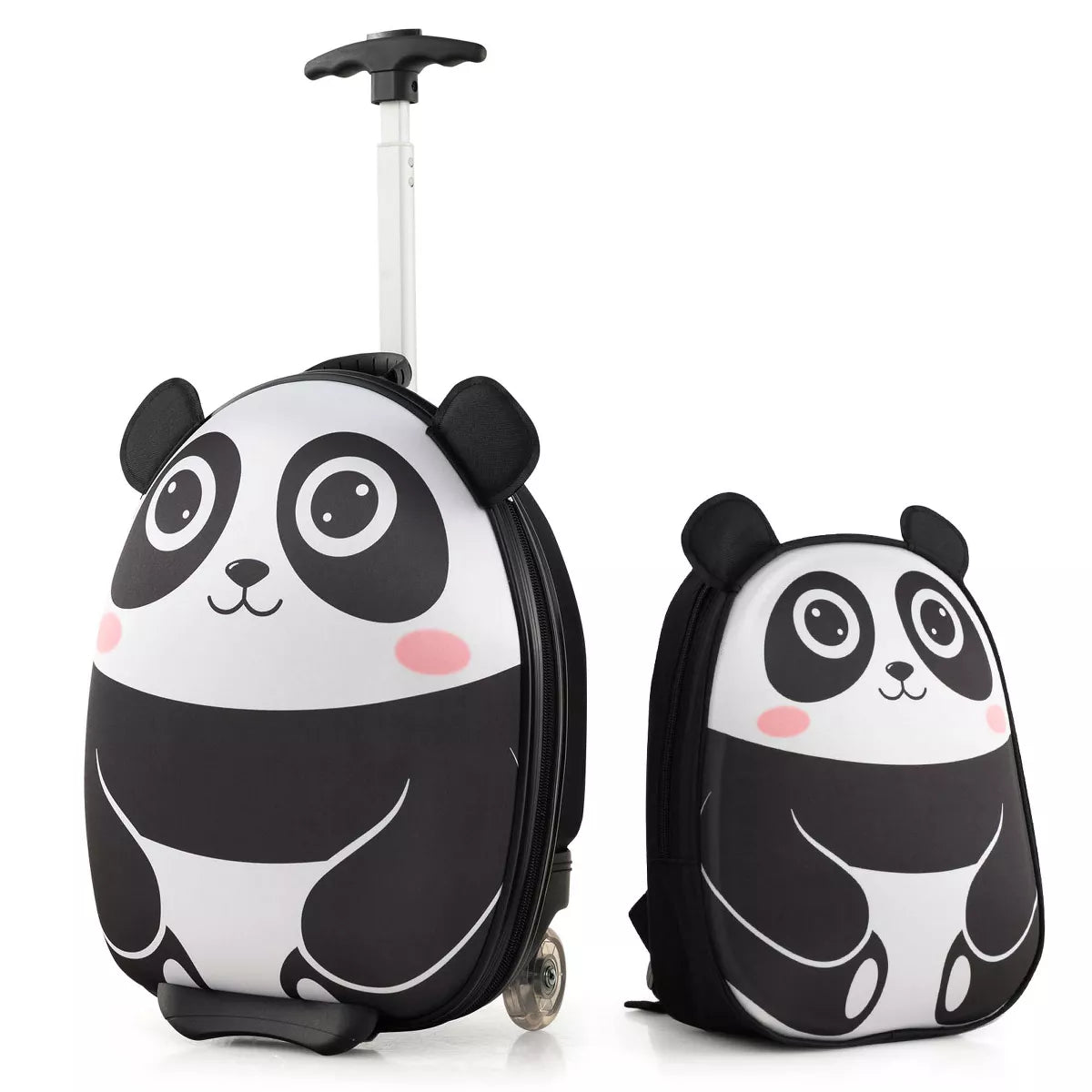 2PCS Kids Carry On Luggage Set 16'' Owl Rolling Suitcase with 12'' Backpack Travel Pink/White/Yellow