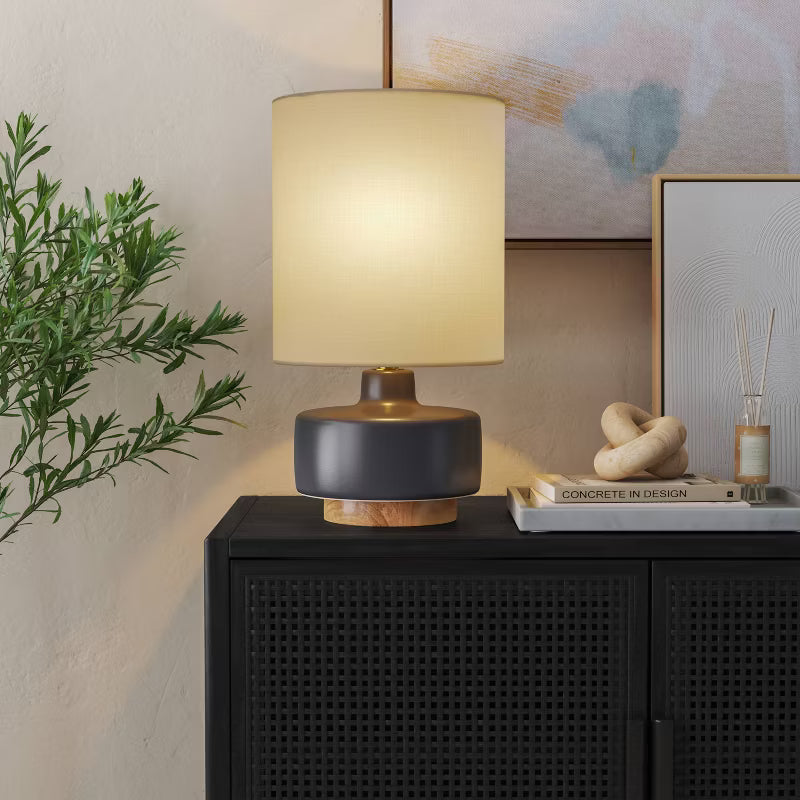 Ceramic Table Lamp with Wood Base ONLY