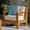 Logan Outdoor Teak Wood Lounge Chair with Sunbrella Vellum Cushion