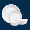 16pc Vitrelle Livingware Dinnerware Set Frost White: Microwave & Dishwasher Safe, Service for 4, Includes Plates & Bowls