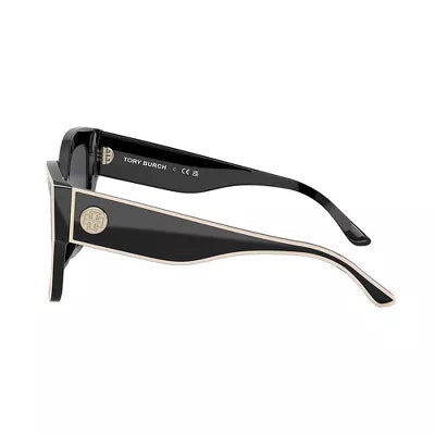 Womens Butterfly Sunglasses Black w/ Ivory Piping