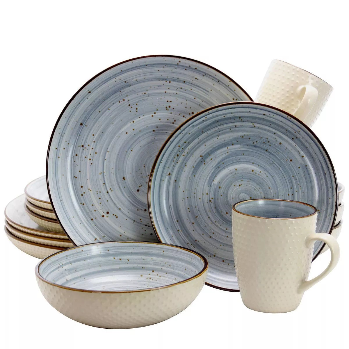 16pc Stoneware Cloud Dinnerware Set Blue