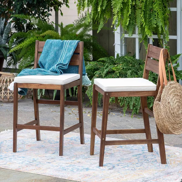 2pk Acacia Wood Counter Stools