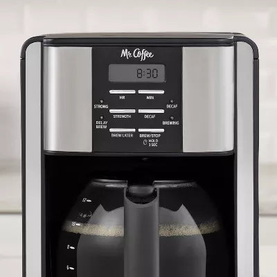 12-Cup Programable Coffee Maker Black/Stainless Steel: Drip, Automatic Shut-Off, Dishwasher-Safe Parts