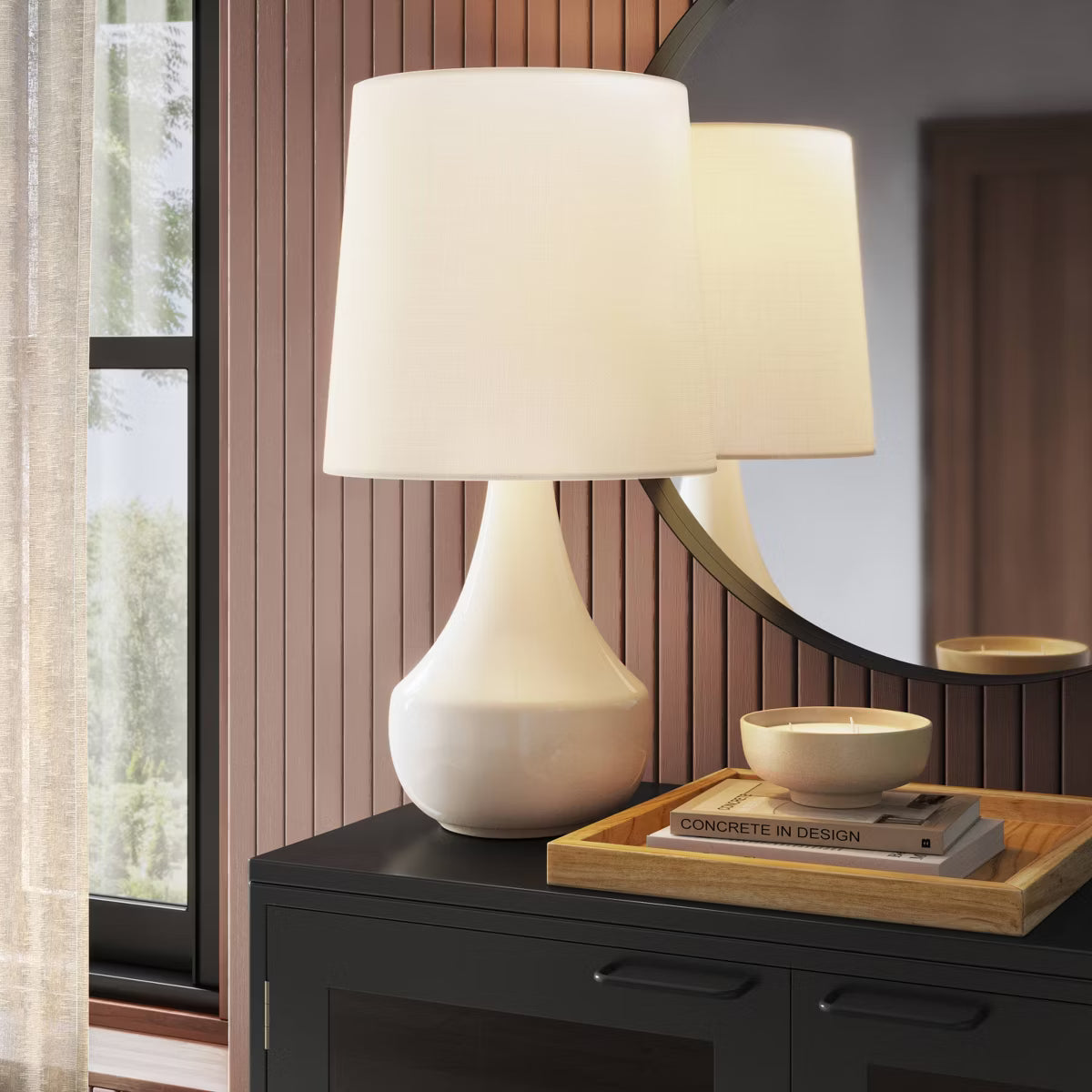 21.75"x11.5" Montreal Wren Assembled Table Lamp White - Threshold™ - SHOWROOM ITEM 