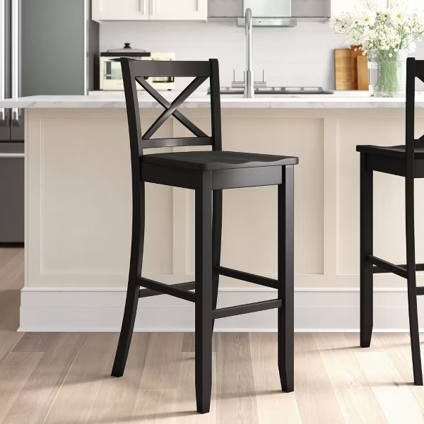 Torino X Back Wood Barstool - Black