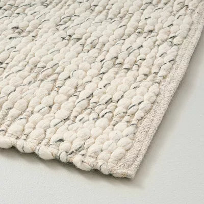 Chunky Rectangular Handmade Woven Area Rug Cream - 5'x7'