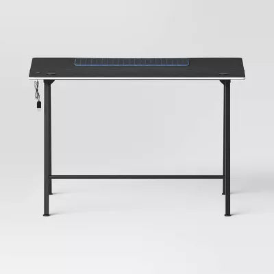 Gaming Dorm Desk with LED Lights and Headphone Holder