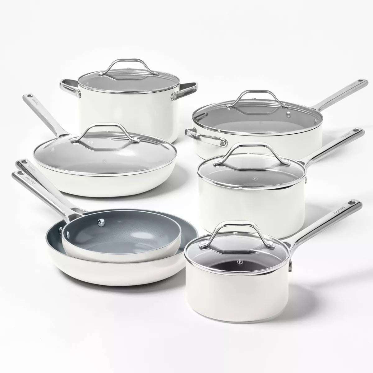 12pc Nonstick Ceramic Coated Aluminum Cookware Set