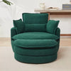 360° Swivel Chair Corduroy Upholstered Accent Chair with Moon Storage Ottoman, Oversized Accent Barrel Armchair with 4 Pillows