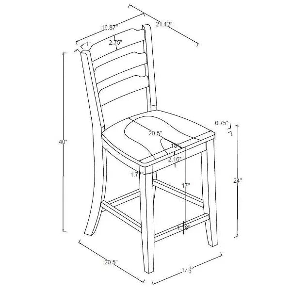 2pk Wood Ladder Back Counter Stool