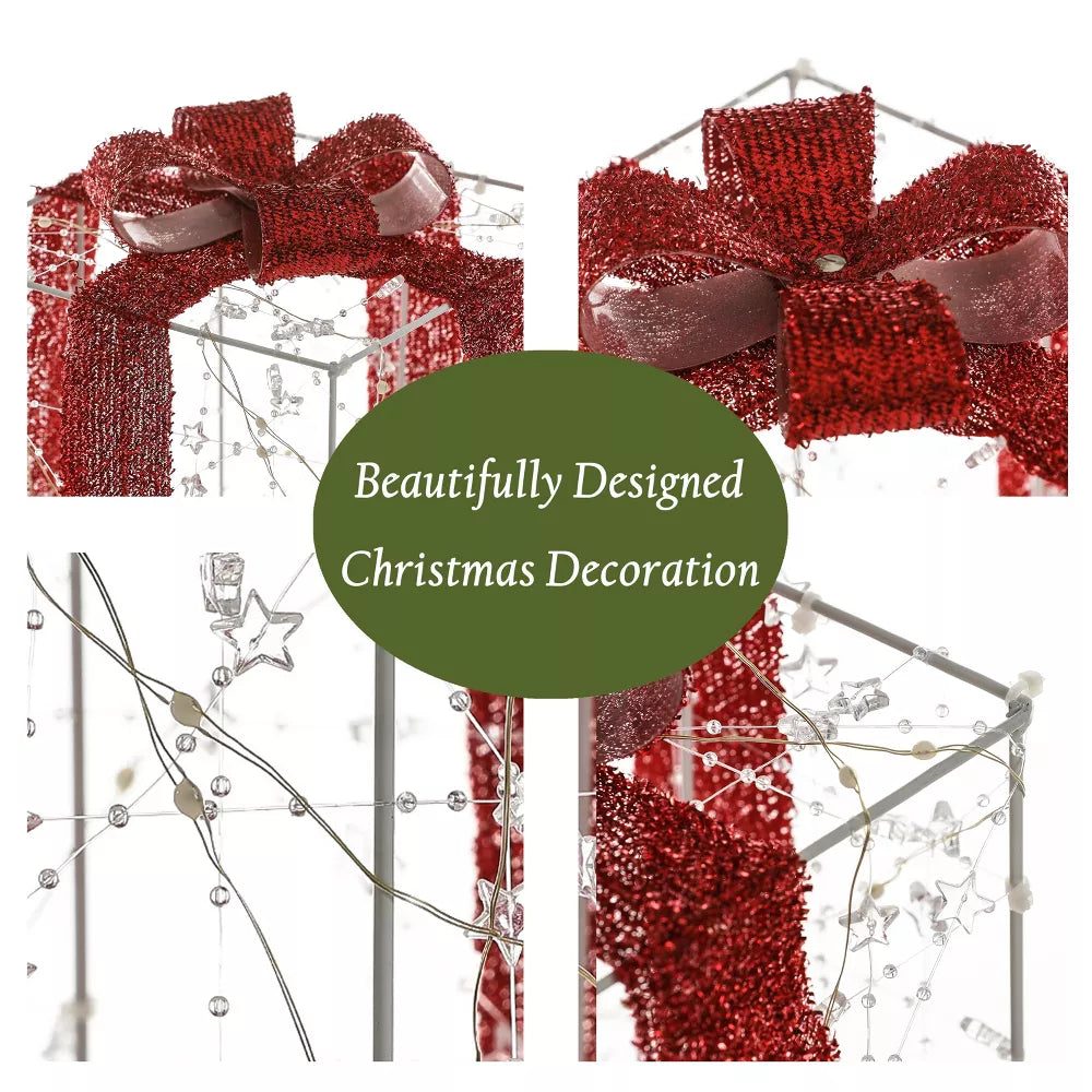 3-Piece Lighted LED Christmas Holiday Presents Decoration, final cut
