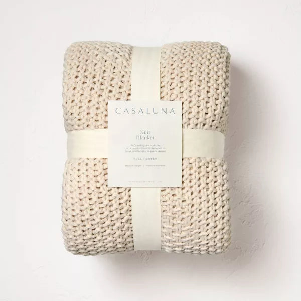 Chunky Knit Bed Blanket Full/Queen