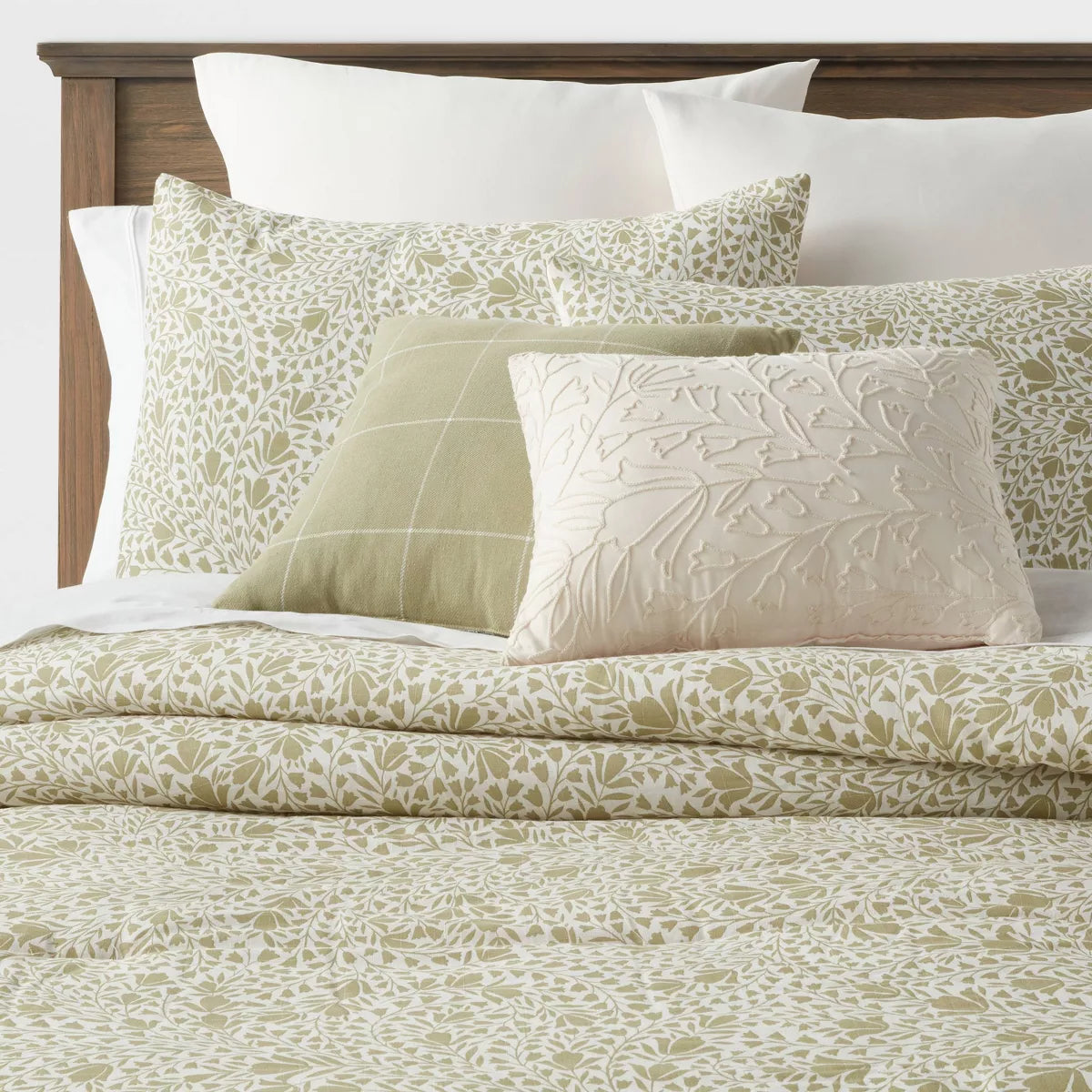8pc Floral Comforter Set Green -  King