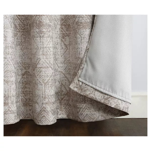 Blackout Darren Distressed Woven Jacquard Grommet Curtain Panel