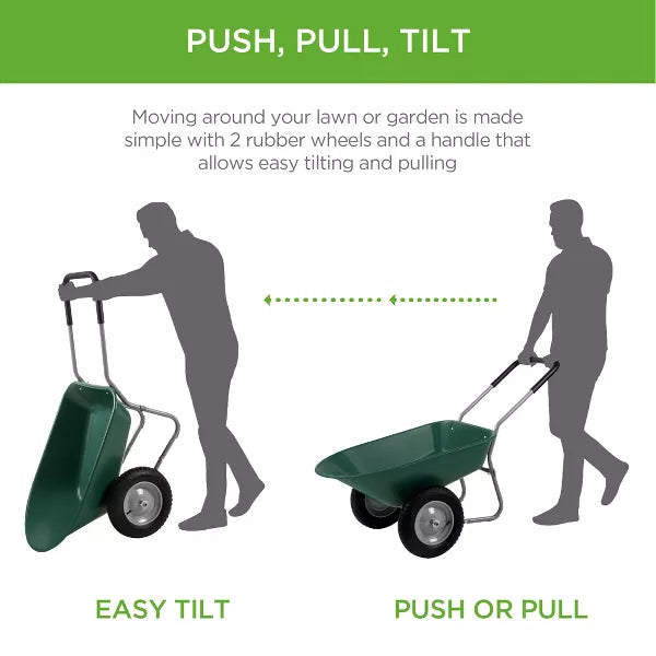 Best Choice Products Dual-Wheel Home Wheelbarrow Yard Garden Cart for Lawn, Construction