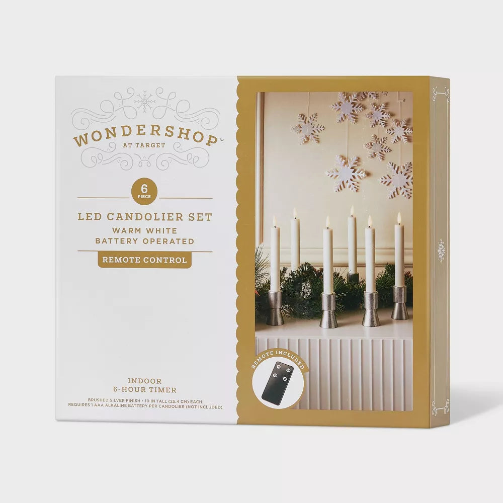 6pc Remote Controlled Plastic LED Christmas Candolier Set, final cut