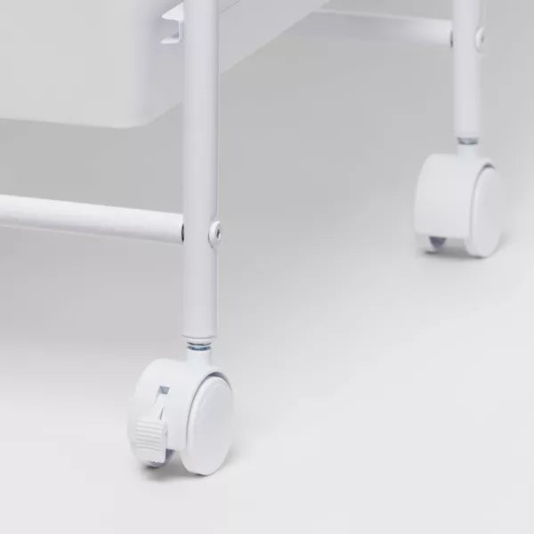 8 Drawer Storage Cart - Rolling Utility Cart, Powder-Coated Steel & Polypropylene, White, School Supplies Storage