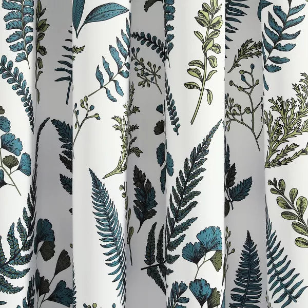 Devonia Allover Light Filtering Valance White/Green - Botanical Leaf Pattern