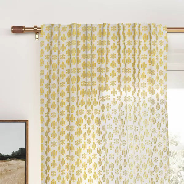 Faux Leather Cylinder Plated Curtain Rod Brass