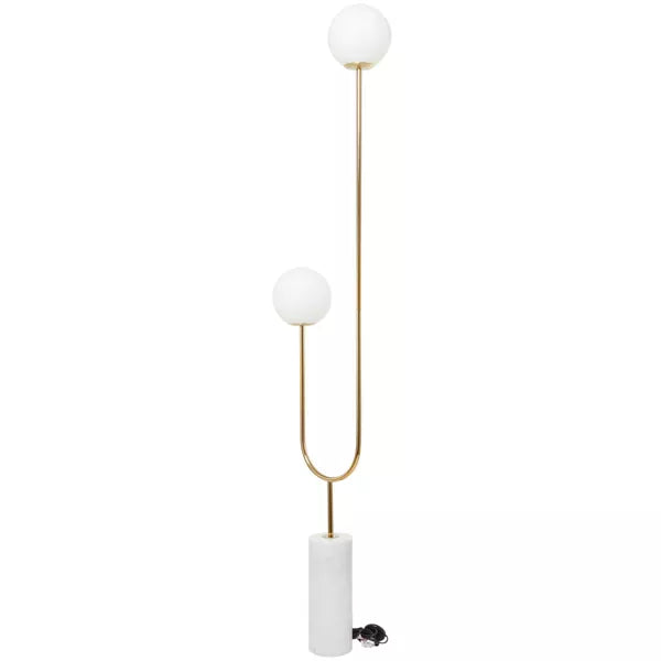 2-Light Marble Orb Floor Lamp with Marble Base