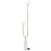 2-Light Marble Orb Floor Lamp with Marble Base