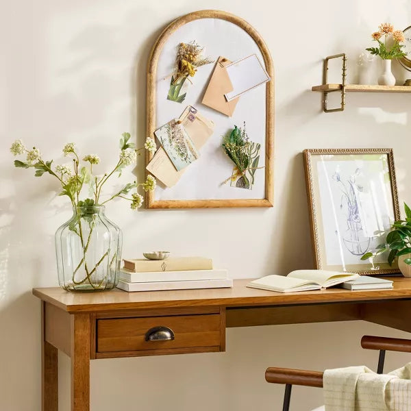 Arched Wood Framed Fabric Bulletin Board